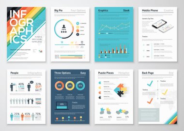 İş için Infographics el ilanı ve broşür öğeleri