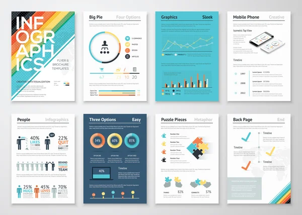 Folheto de infográficos e elementos de brochura para empresas — Vetor de Stock