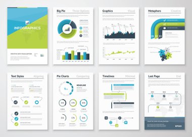 Büyük dizi infographics vektör öğeleri ve iş broşürler