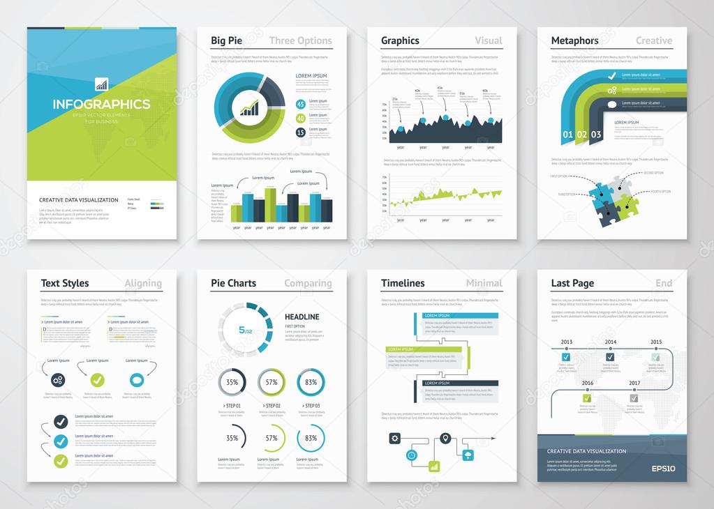 Big set of infographics vector elements and business brochures