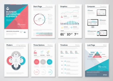 İş broşür ve sunumlar için Infographics öğeleri