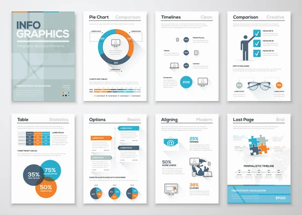 Concepto vectorial de infografías modernas. Folletos gráficos de negocios . — Archivo Imágenes Vectoriales