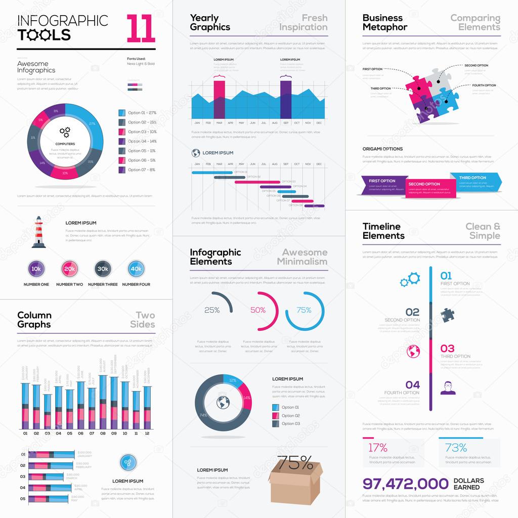 Fresh collection of various infographic business elements