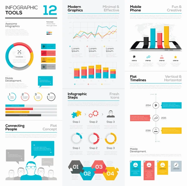 インフォ グラフィック ツールおよびビジネスのベクトル グラフィック要素 — ストックベクタ