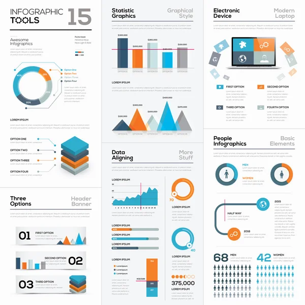 现代的信息图表商业元素和矢量工具 — 图库矢量图片