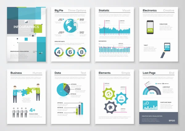 Verzameling infographic brochure elementen en zakelijke grafieken — Stockvector