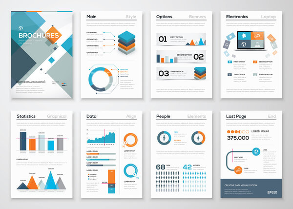 Modern business brochures and infographic vector elements