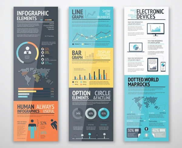 Modèles d'infographie dans un ordre bien arrangé prêt à l'emploi — Image vectorielle