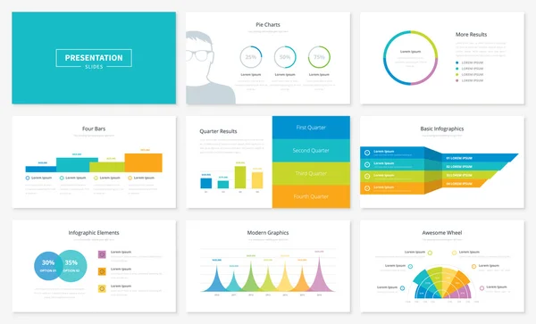 Modèles de diapositives de présentation infographique et brochures vectorielles — Image vectorielle