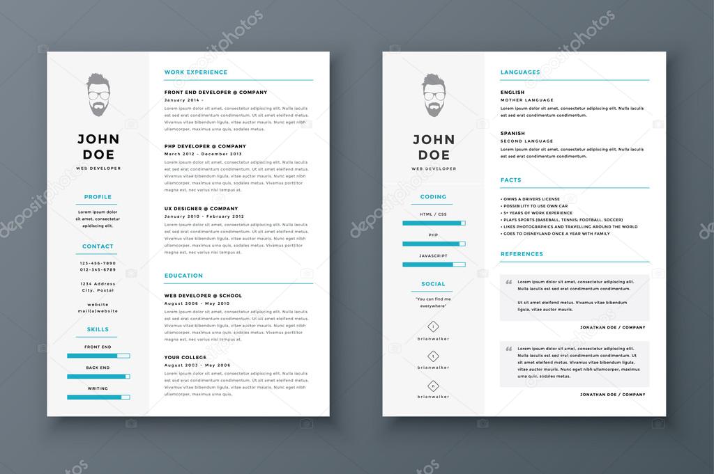 Resume and cv vector template. Awesome for job applications.