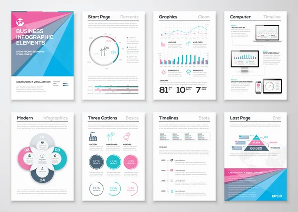 Modelli di brochure aziendale infografica per la visualizzazione dei dati — Vettoriale Stock