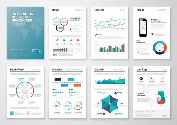 Plansza korporacyjnej broszury dla wizualizacji danych biznesowych — Wektor stockowy
