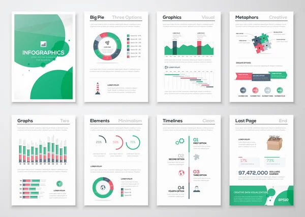 Folletos de negocios de infografía para la visualización creativa de datos — Vector de stock