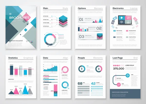 Grand ensemble de brochures d'affaires et d'éléments vectoriels infographiques — Image vectorielle