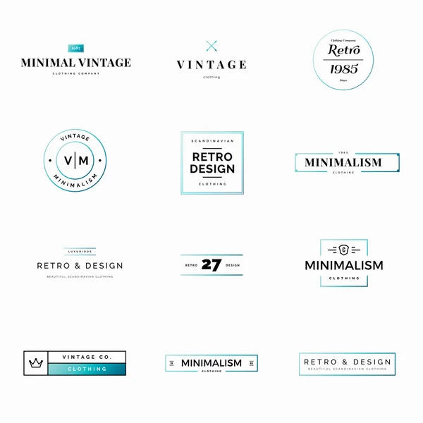 Doze logotipos de vetor vintage e retro mínimos para lojas — Vetor de Stock