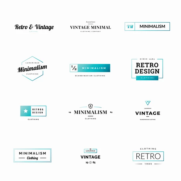 Doce logotipos mínimos de vectores retro y vintage para tiendas — Vector de stock