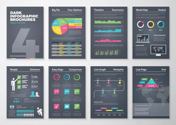 Zwarte infographic sjablonen in brochure stijl — Stockvector