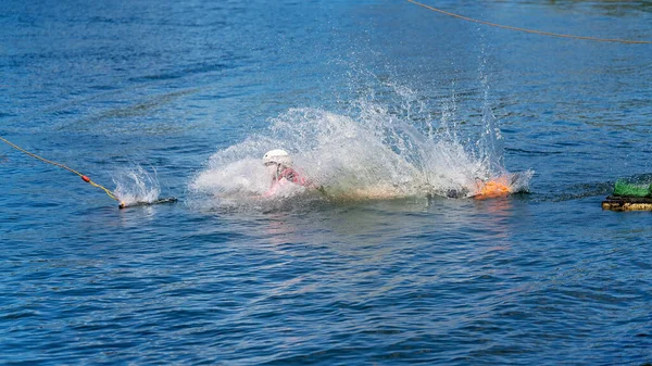 Mackay Queensland Austrália Abril 2021 Uma Jovem Aprendendo Wakeboard Parque — Fotografia de Stock