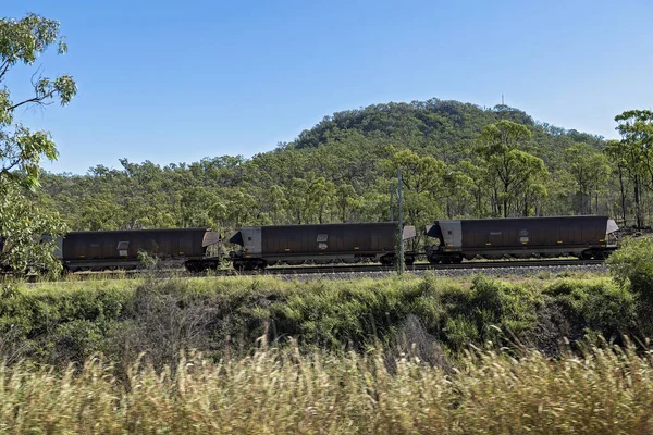 Clermont Queensland Austrália Maio 2021 Parte Trem Ferroviário Carvão Transportando — Fotografia de Stock