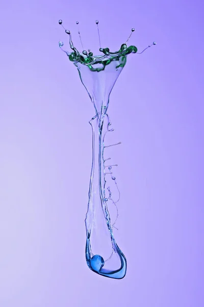 Vessel Shape Created Two Colored Water Drops Collide Pressure Spout — Stock Photo, Image