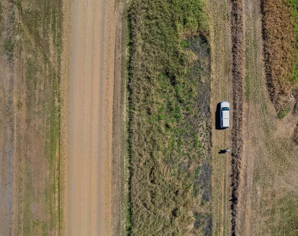 Aereo Drone Paesaggio Modello Una Strada Accanto Muro Diga Con — Foto Stock