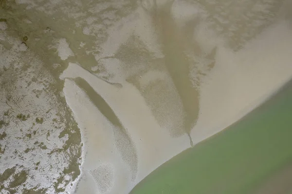 Légi Táj Óceán Apálykor Mutatja Homokpadok Tengervíz Elvont Mintákat Cape — Stock Fotó
