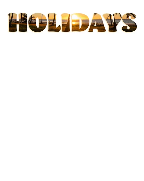 Beach Sunrise Image Holidays Text Used Heading Tourism Flier Website — Stock Photo, Image