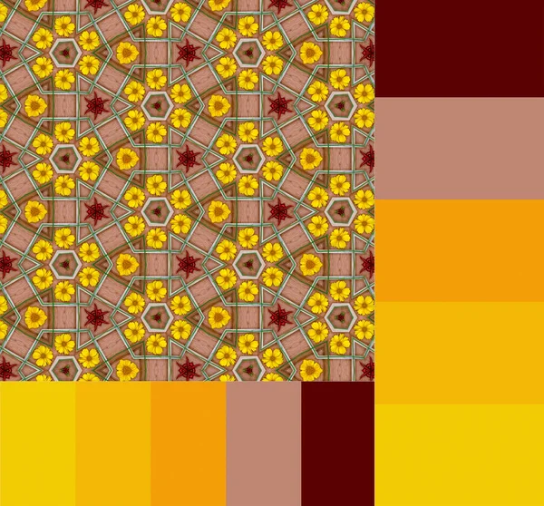 Ένα Ξύλινο Μοτίβο Σετ Παιχνιδιών Κίτρινες Μαργαρίτες Και Κόκκινες Τσίλι — Φωτογραφία Αρχείου