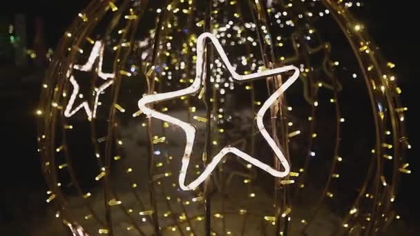 Star Girland Weihnachten Straßendekoration. — Stockvideo