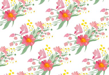 Vektör çizim - suluboya çiçekli Seamless Modeli