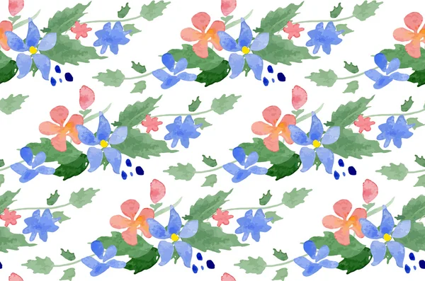 Vectorillustratie - naadloze patroon met aquarel bloemen — Stockvector