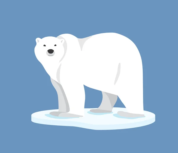 Urso polar em pé no gelo, vista lateral — Vetor de Stock