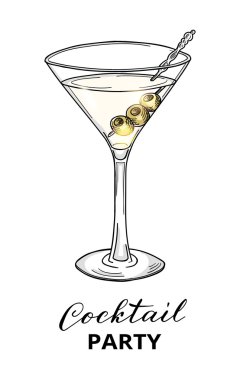 El zeytinli martini cam kokteyl çekilmiş