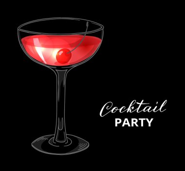 El kokteyl kiraz koyu arka plan ile çekilmiş