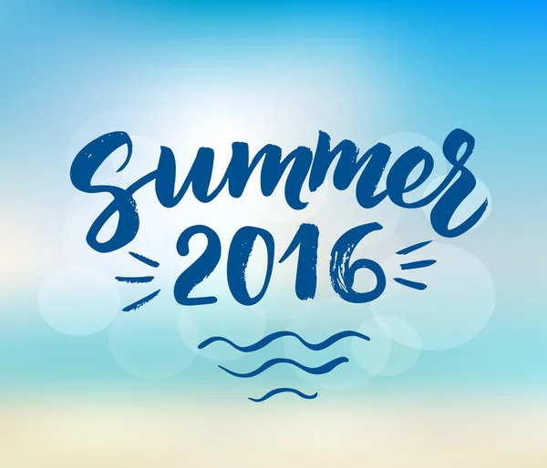 Tarjeta de verano 2016 con letras de pincel dibujadas a mano — Vector de stock