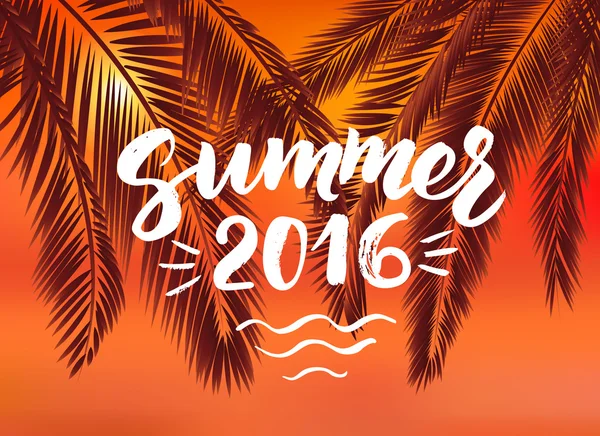 Tarjeta de verano 2016 con letras de pincel dibujadas a mano — Vector de stock