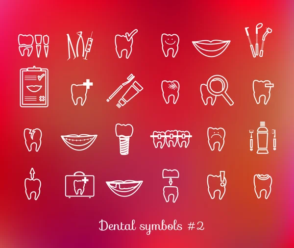 Juego de símbolos de odontología — Vector de stock