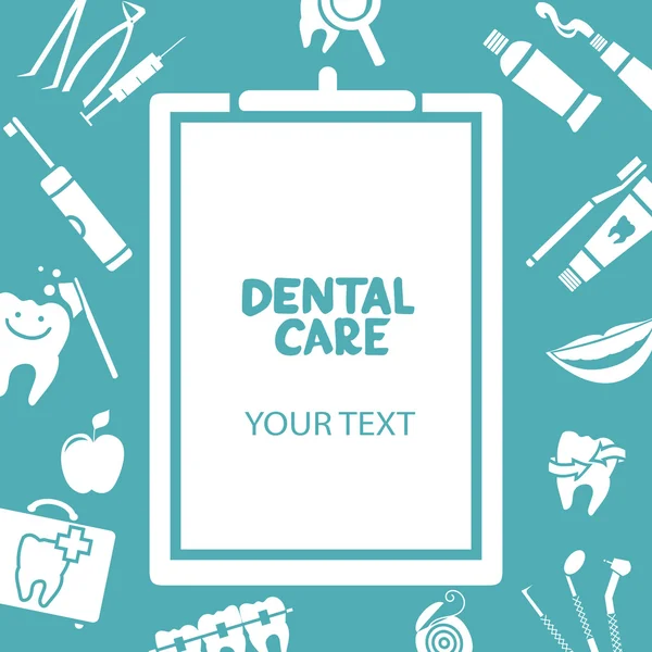 Ιατρική πρόχειρο με κείμενο οδοντιατρική περίθαλψη — Διανυσματικό Αρχείο