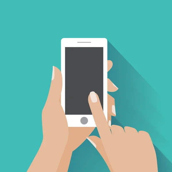 Smartphone de mano con pantalla en blanco — Vector de stock