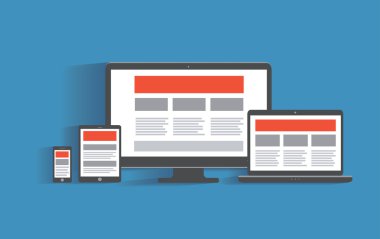 Duyarlı web tasarım konsepti. Masaüstü bilgisayar, tablet pc, Tur