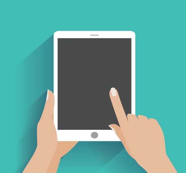 Smartphone de mano con pantalla en blanco — Vector de stock