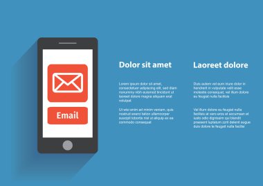 E-posta simgesi üstünde belgili tanımlık perde ile akıllı telefon dokunmadan el