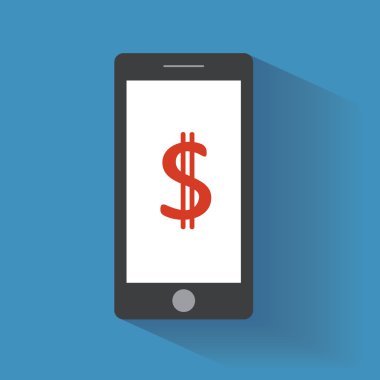 Dolar işareti üstünde belgili tanımlık perde ile Smartphone