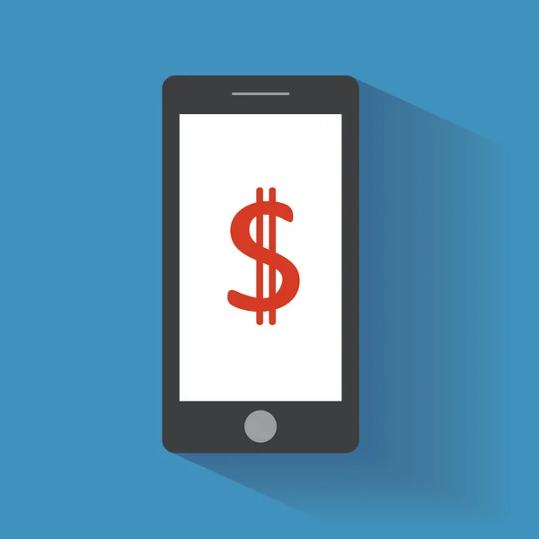 Smartphone met dollar teken op het scherm — Stockvector