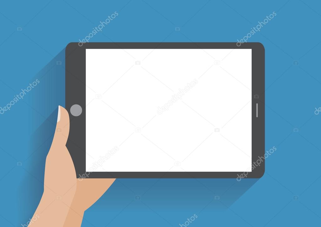 Hand holding smartphone with blank screen