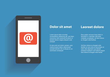 E-posta simgesi üstünde belgili tanımlık perde ile akıllı telefon dokunmadan el