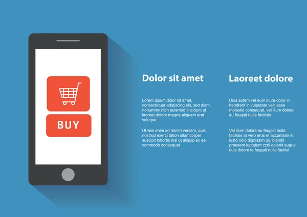 Smart telefon med köp-knappen på skärmen — Stock vektor