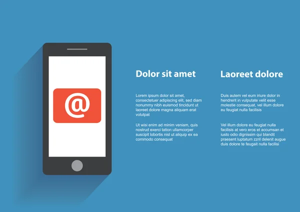 Toucher à la main téléphone intelligent avec symbole Email sur l'écran — Image vectorielle