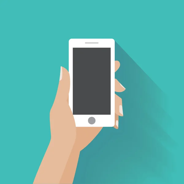 Smartphone de mano con pantalla en blanco — Vector de stock