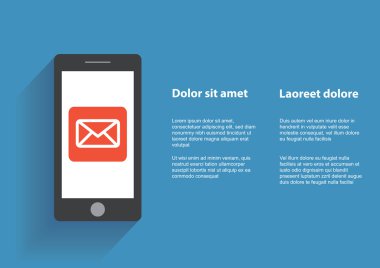 E-posta simgesi üstünde belgili tanımlık perde ile akıllı telefon dokunmadan el